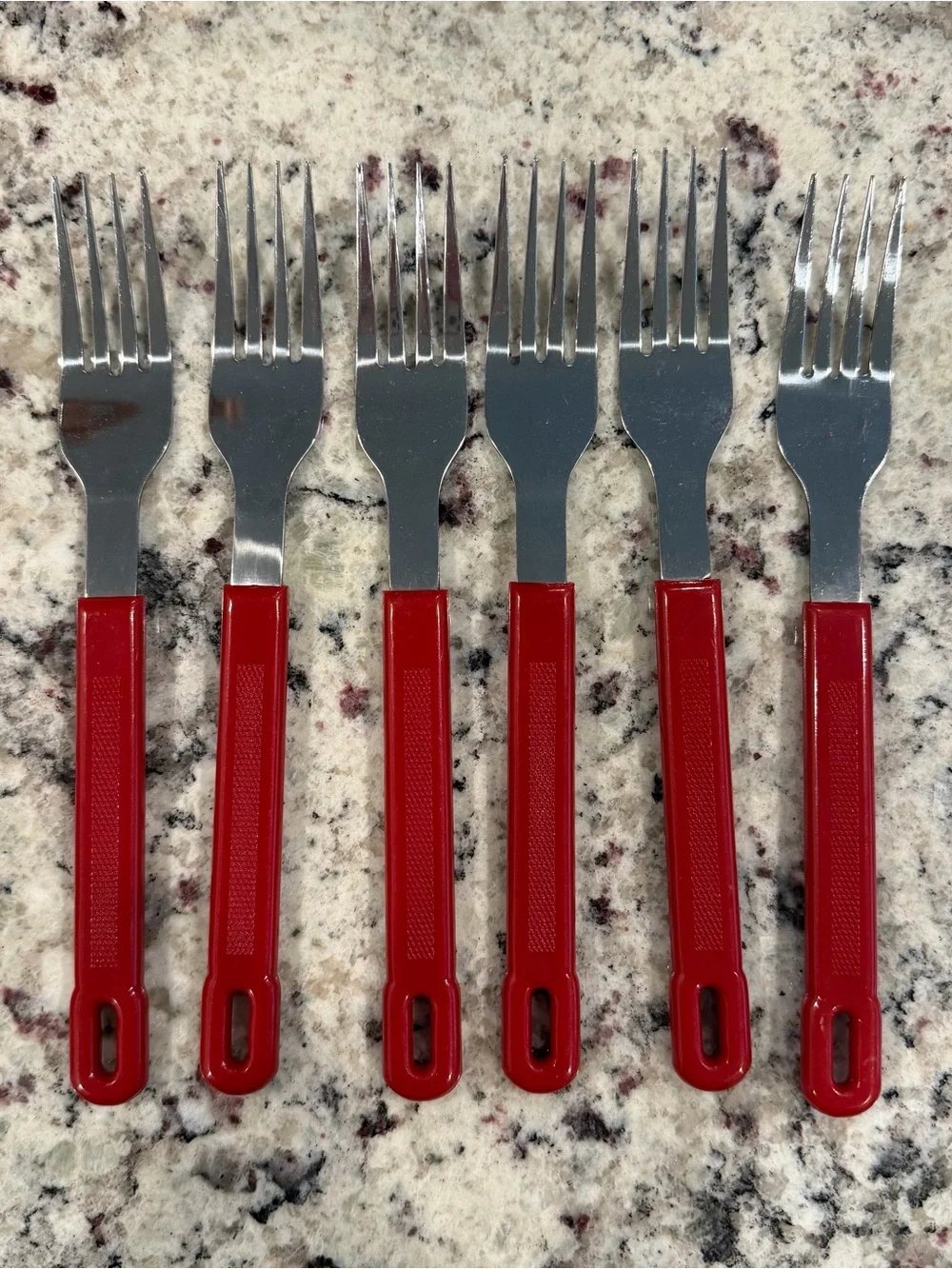 Vintage Red Handle Flatware Silverware - 24 Pieces - Complete Set